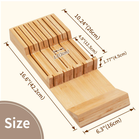Utoplike installed inside kitchen drawer demonstrating concealed knife storage and clutter-free counter benefit