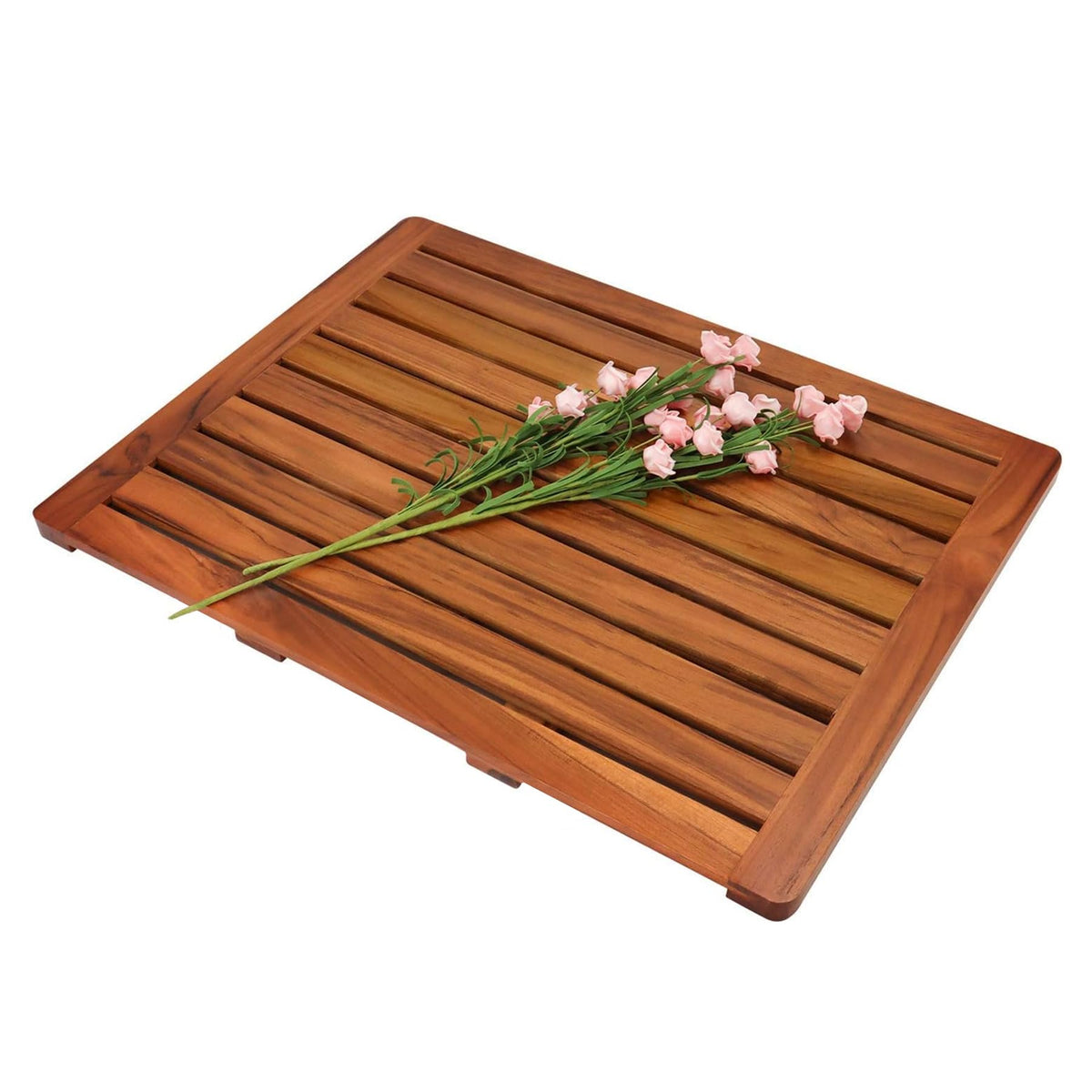 Utoplike front view of teak mat showing elegant wood benefit of luxury look