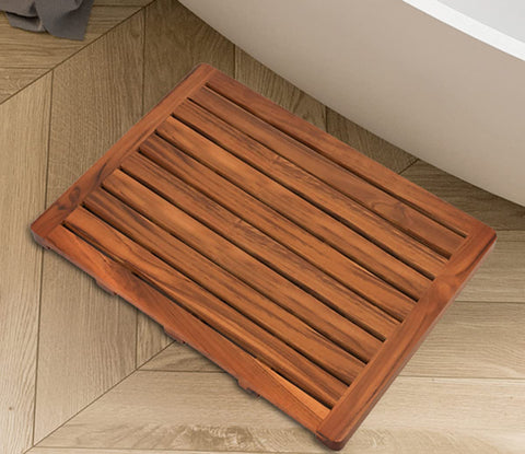 Utoplike mat styled with towels showing warm spa-like bathroom benefit