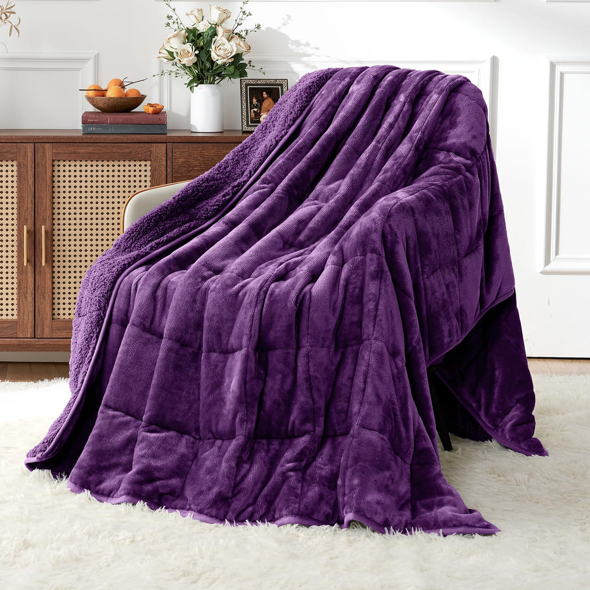 Uttermara front view of full-size blanket showing smooth fleece and color benefit