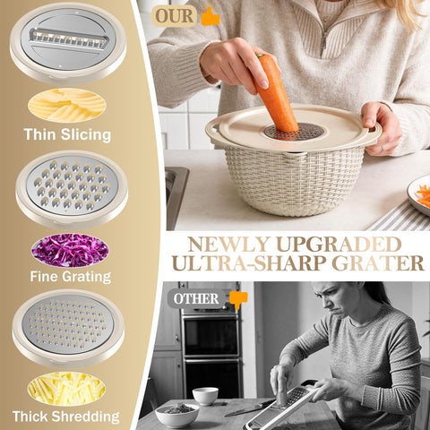 UTTKOJ clear bowl with snap-on center lid for protected shredding and storage