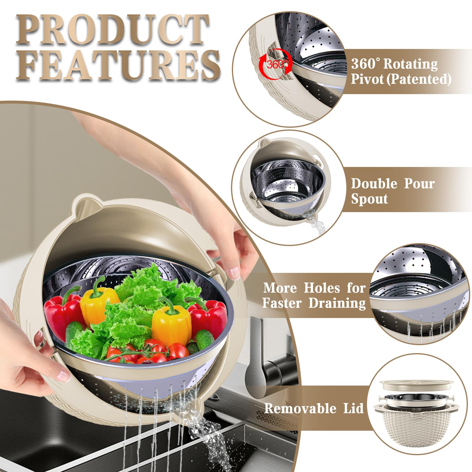 UTTKOJ three interchangeable grater blades displayed for versatile shredding and slicing
