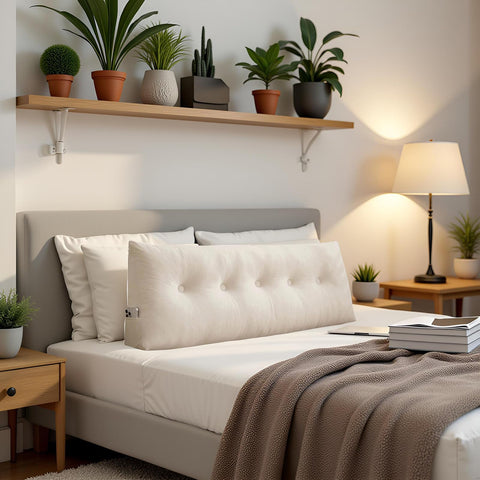 UUluhao placed on Twin XL bed demonstrating improved upright sitting comfort