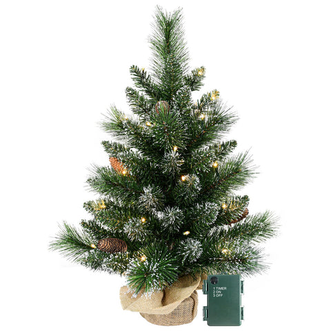 UUW front view showing burlap base and warm LED glow for instant holiday decor