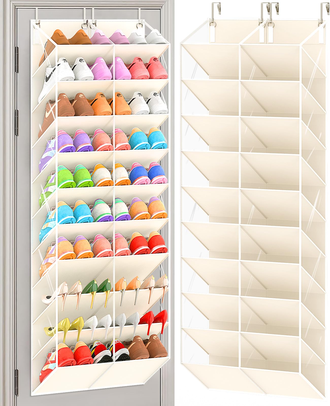 UVIAHOMI front view of hanging shoe organizer showing clean storage and fast access