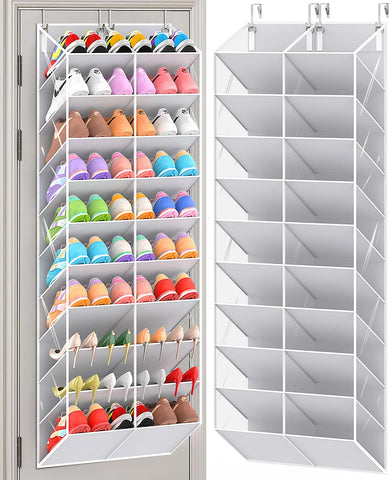 UVIAHOMI front view of full over-the-door shoe organizer showing tidy storage benefits