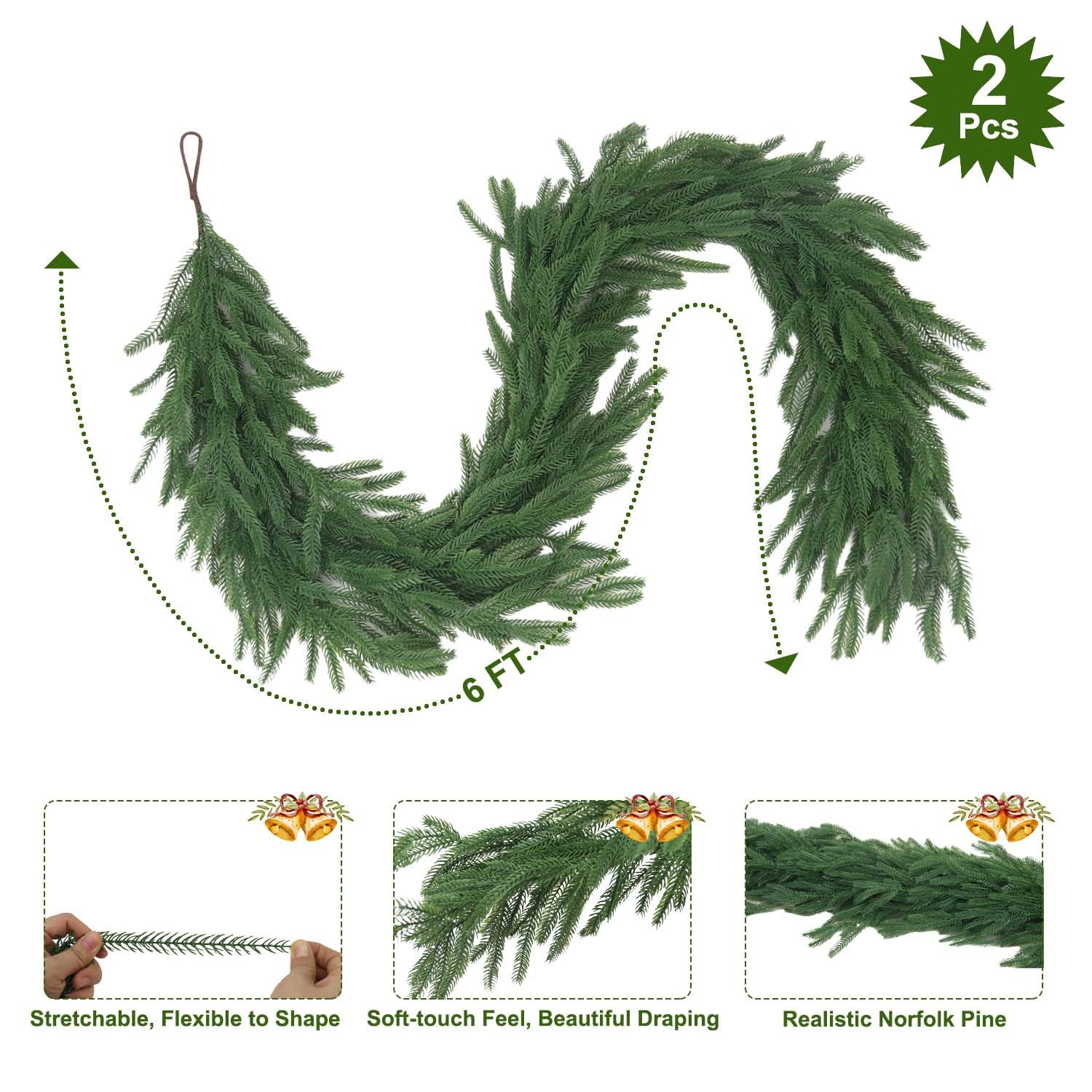UWIOFF garland next to ruler showing 6ft scale for sizing reassurance