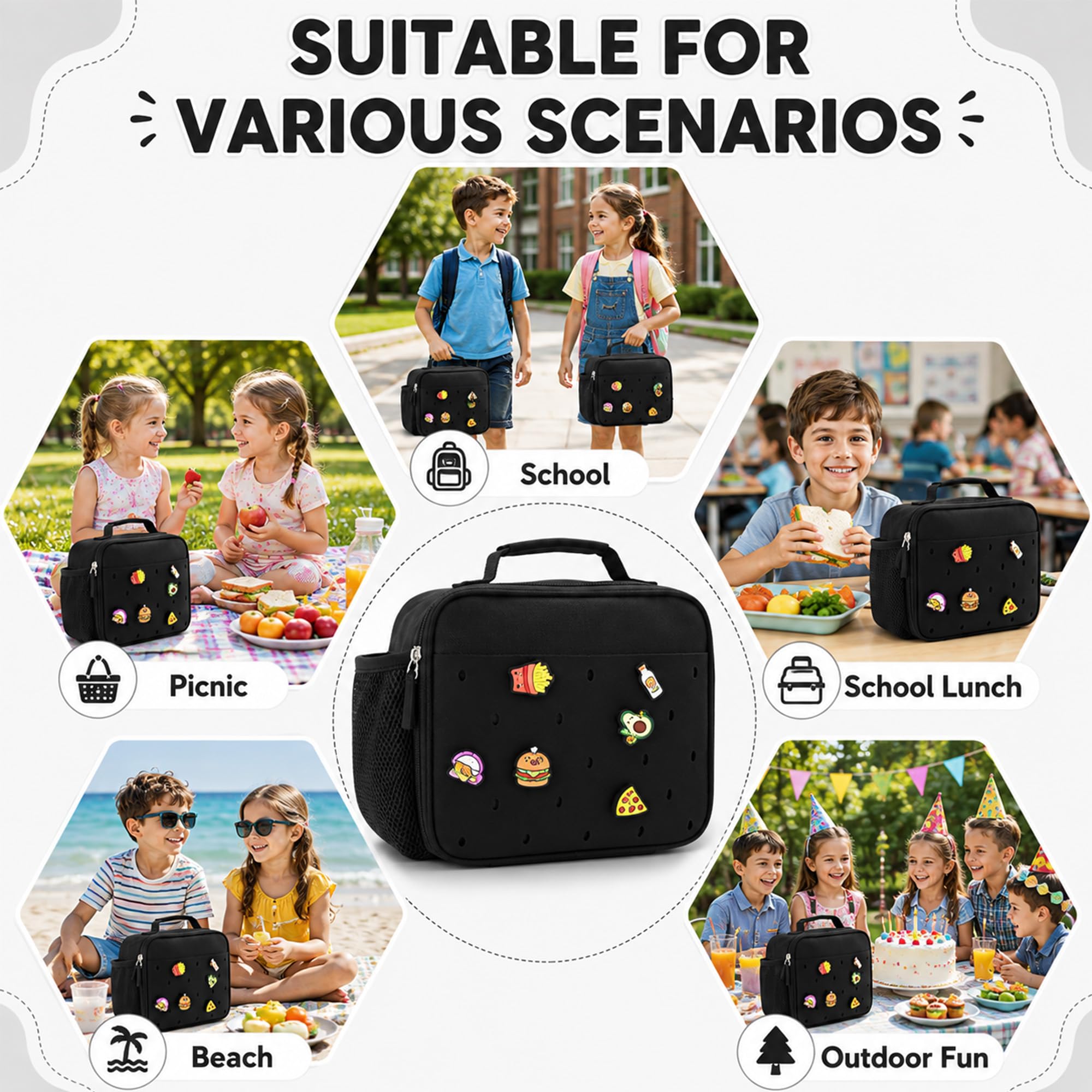 Uxeqtop child inserting charms on panel showing playful personalization benefit