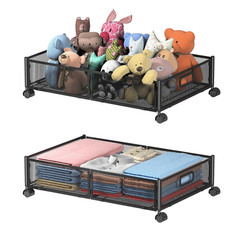 Uyokcnie front view of under-bed drawer showing sturdy metal frame and black finish for organized storage
