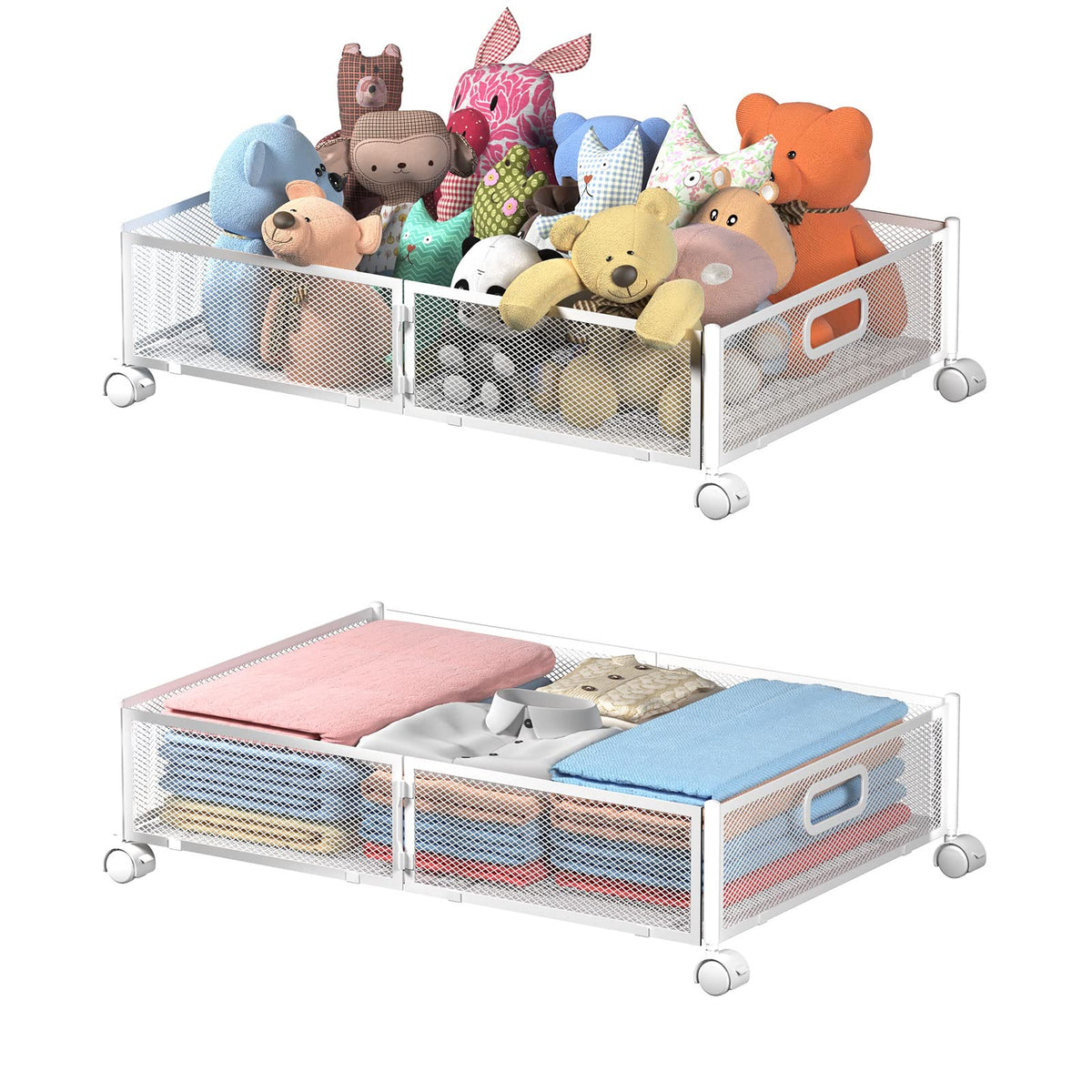 Uyokcnie front view of underbed drawer showing organization and easy access