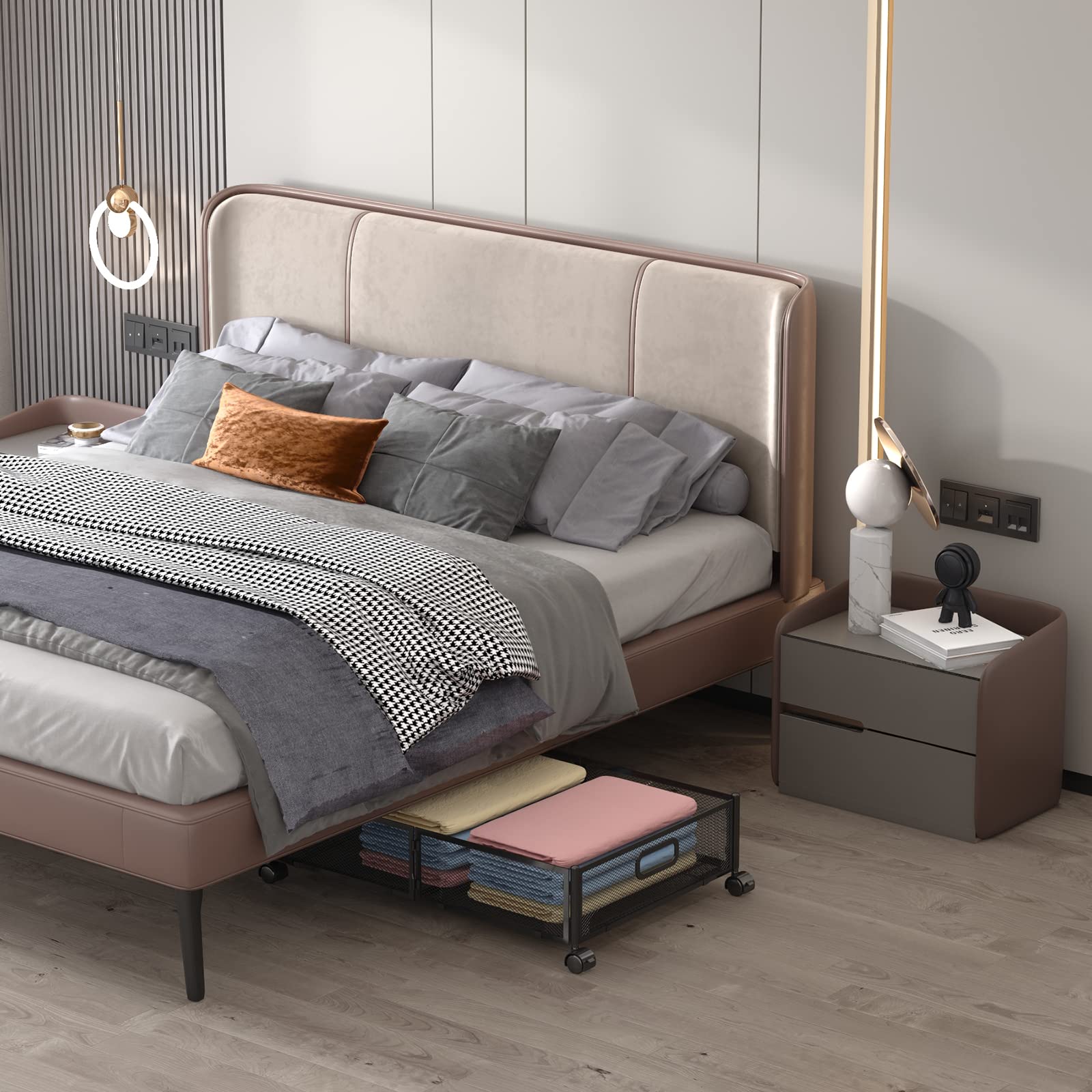 Uyokcnie lifestyle shot in a neat bedroom illustrating concealed storage and clutter reduction