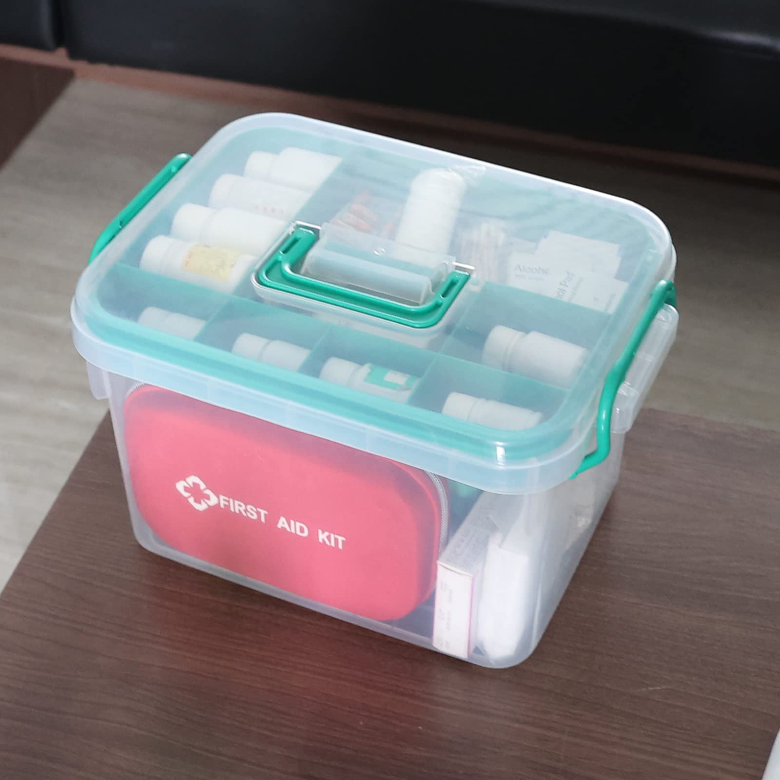 vababa first aid box placed on hiking backpack showing outdoor-ready protection