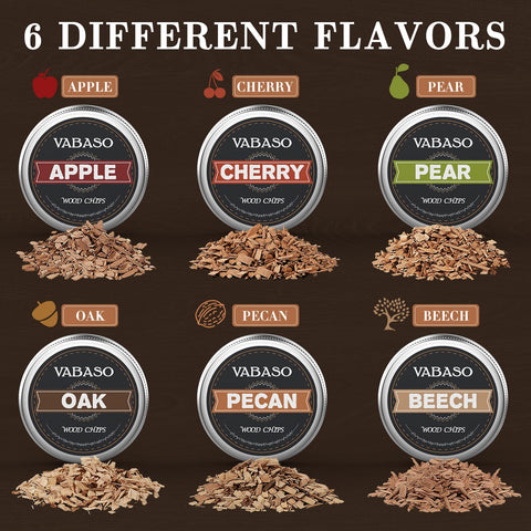 Vabaso wood chips six flavors array to customize smoke aroma