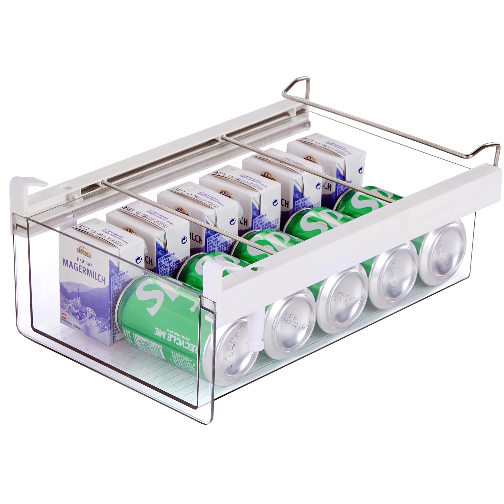 vacane front packaging showing clear XL drawer and benefits of organized fridge