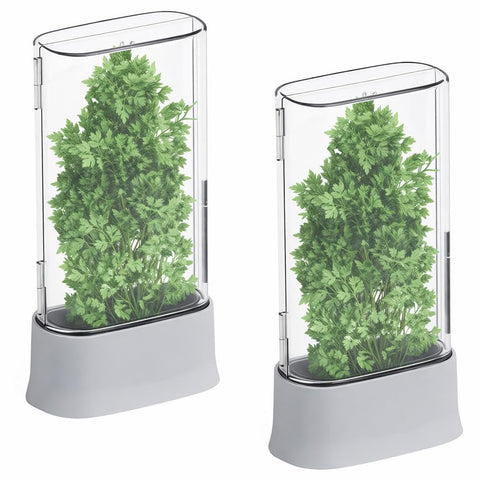 vacane front packaging showing two clear herb keepers and labels for easy storage benefit