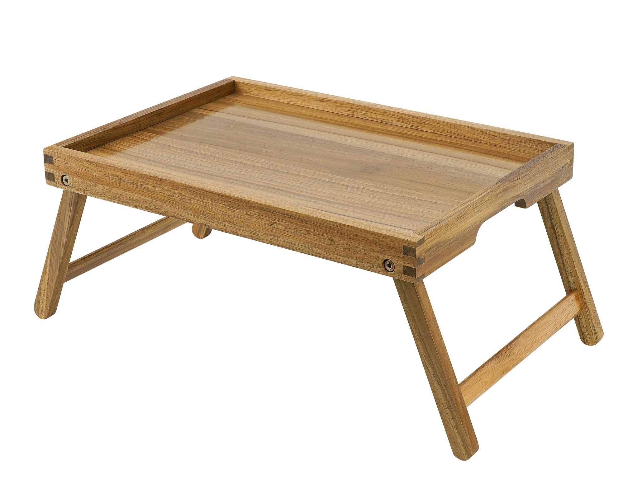 VaeFae acacia bed tray front view shows clean surface and portability benefit