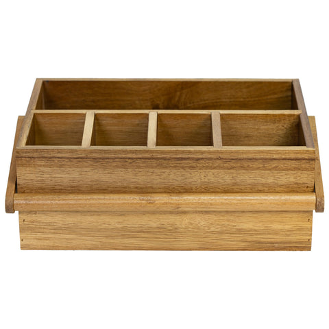 VaeFae acacia compartment detail showing smooth joinery and durable storage