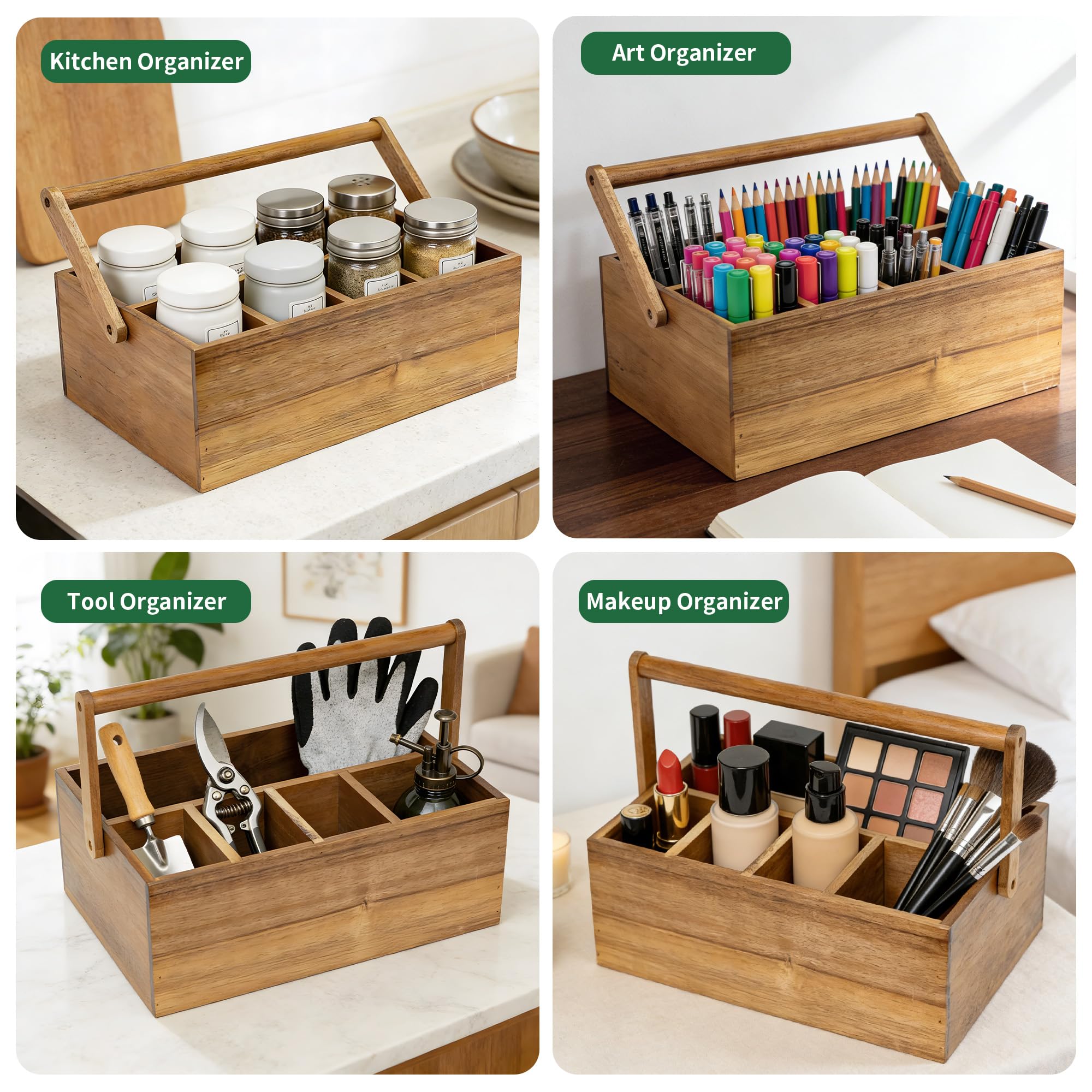 VaeFae acacia caddy in use on outdoor table for effortless serving