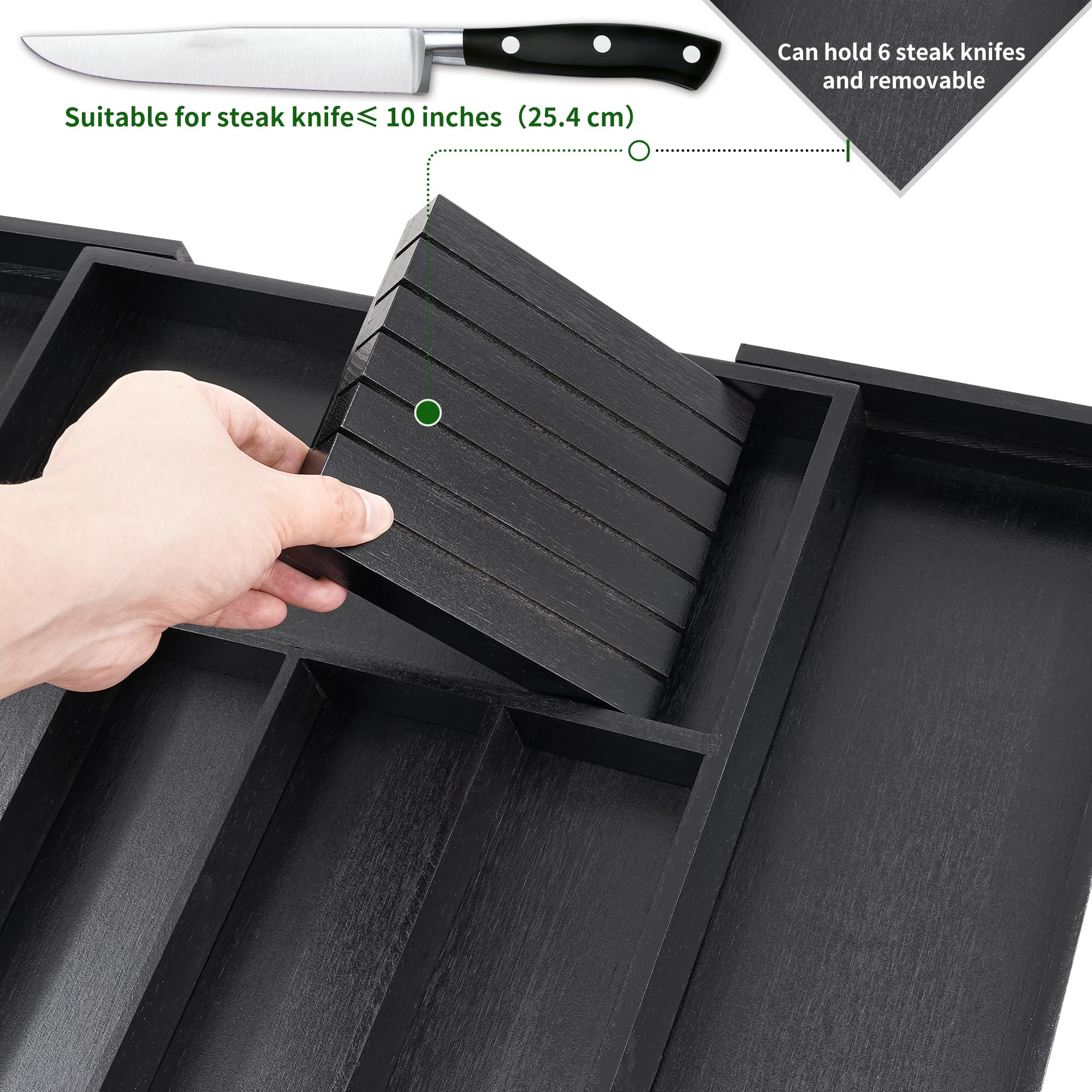 VaeFae organizer expanded to fit wider drawer demonstrating adjustable length benefit