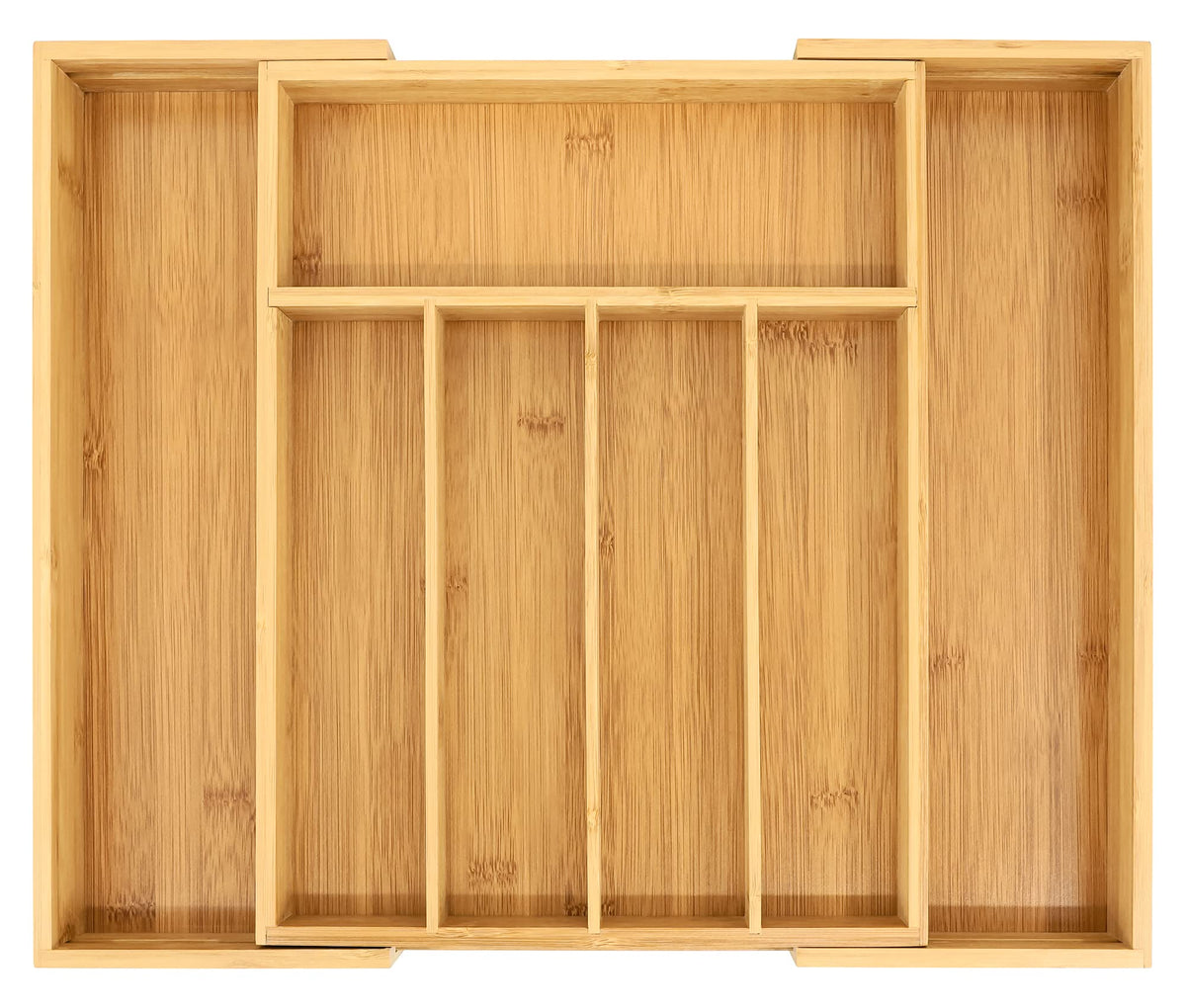 VaeFae front view of bamboo organizer showing clean lines and natural finish