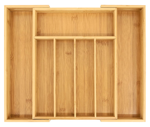 VaeFae front view of bamboo organizer showing clean lines and natural finish