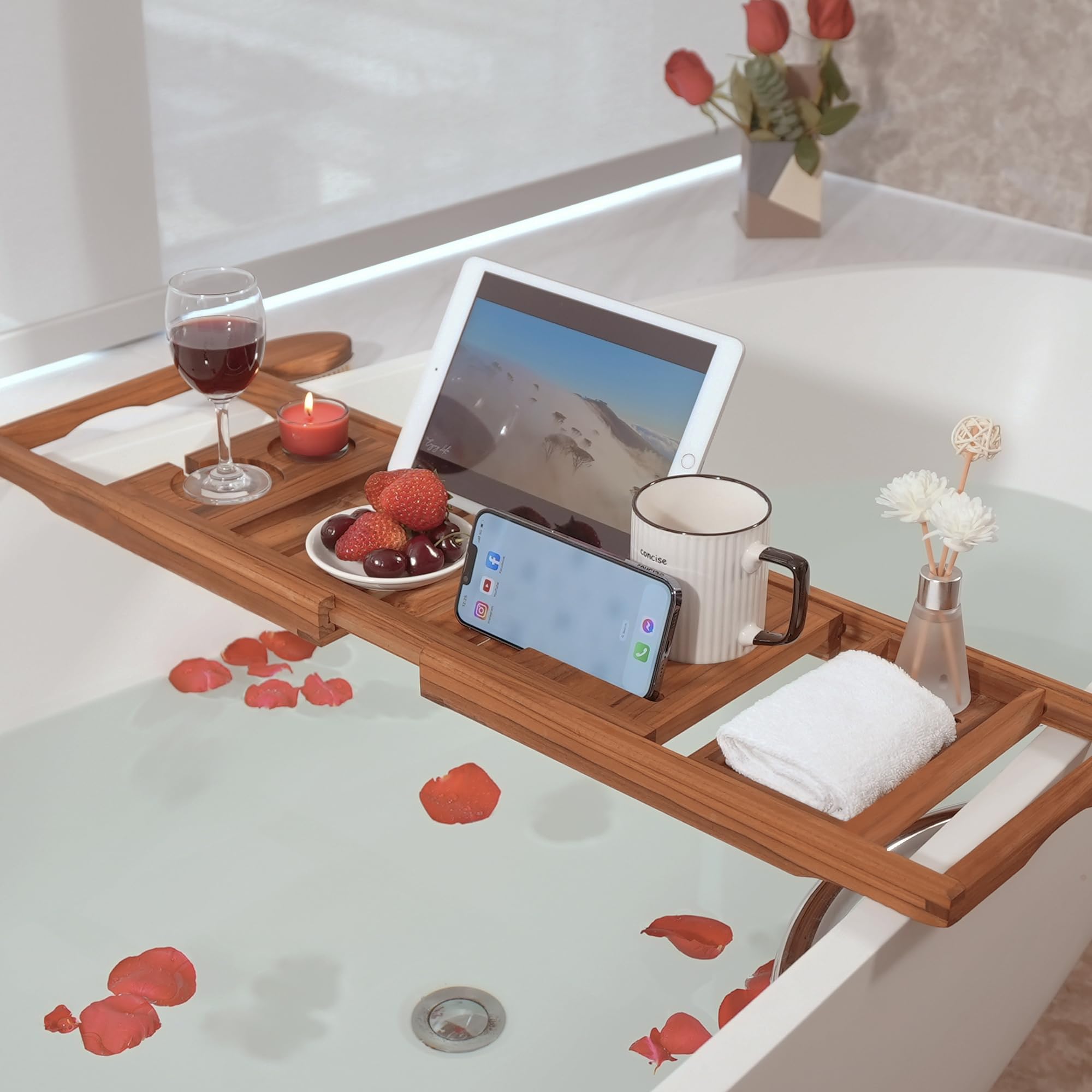 VaeFae book and tablet propped on stand showing hands-free viewing benefit
