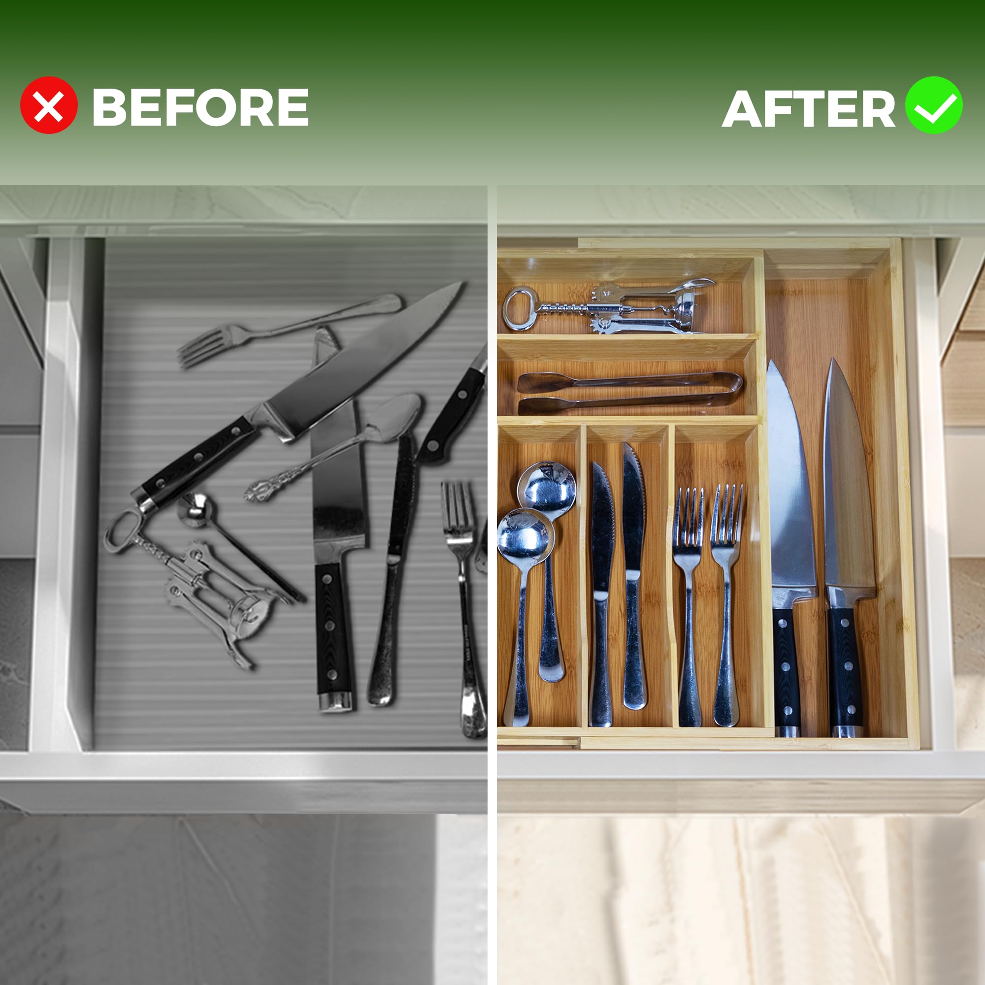 VaeFae installed in drawer demonstrating space-saving and organized access