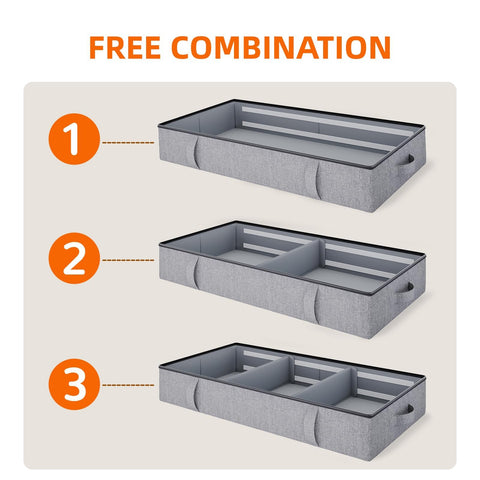 Vailando interior with removable dividers organizing bedding and clothes