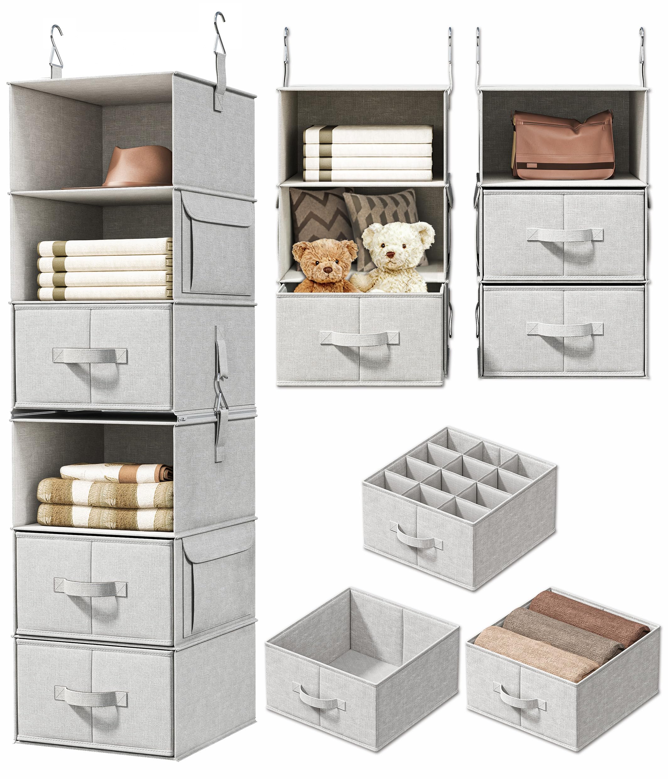 Vailando front view hanging organizer showing shelves and drawers for tidy storage
