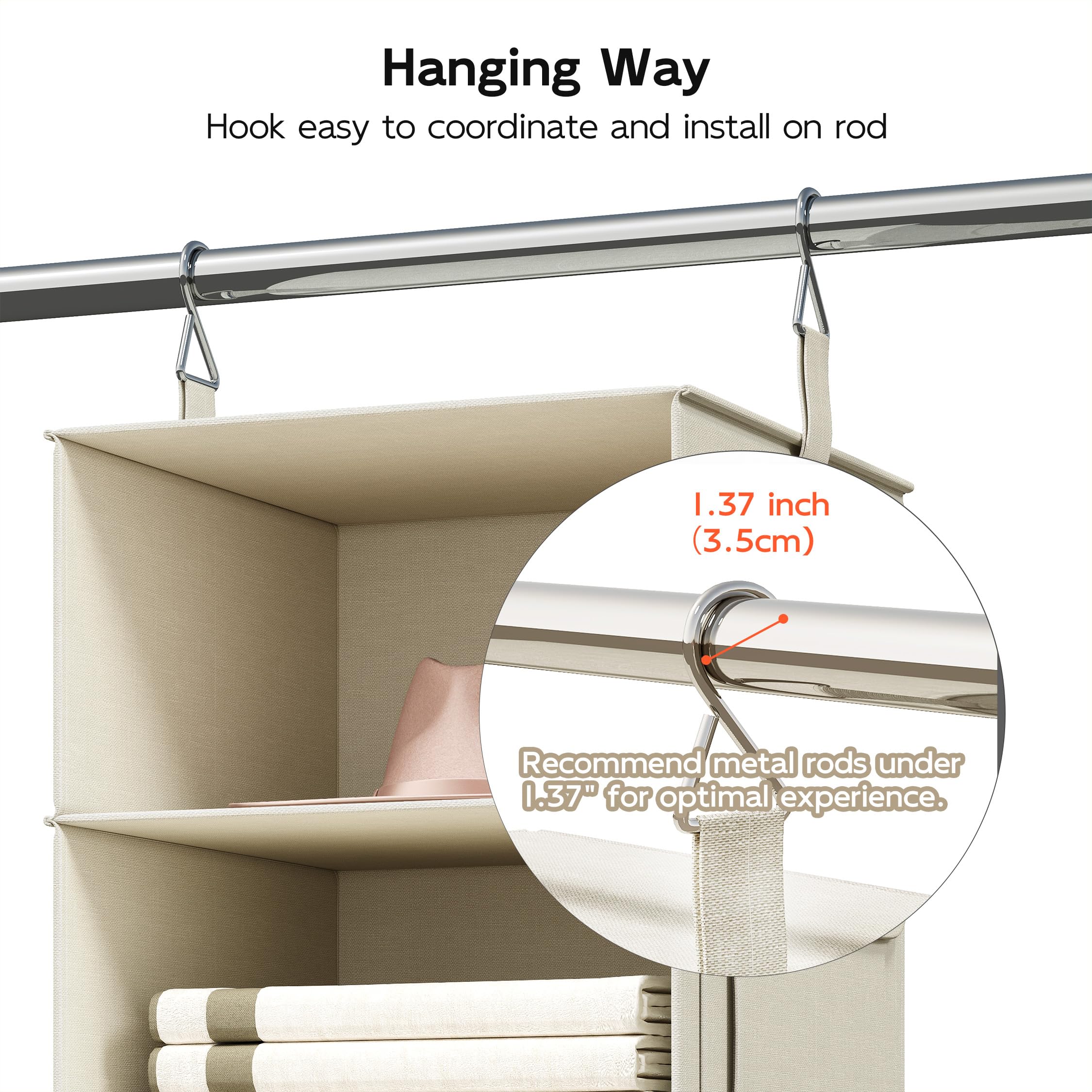 Vailando in-closet scale with hanger demonstrating space-saving vertical fit