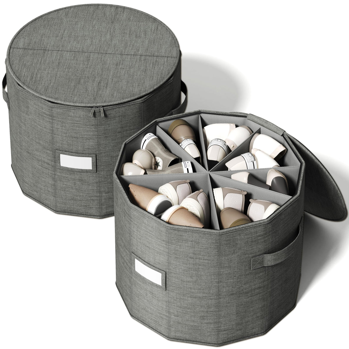 Vailando round organizer front view keeping shoes concealed and tidy