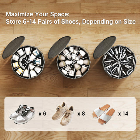 Vailando organizer open showing fan dividers for flexible shoe storage