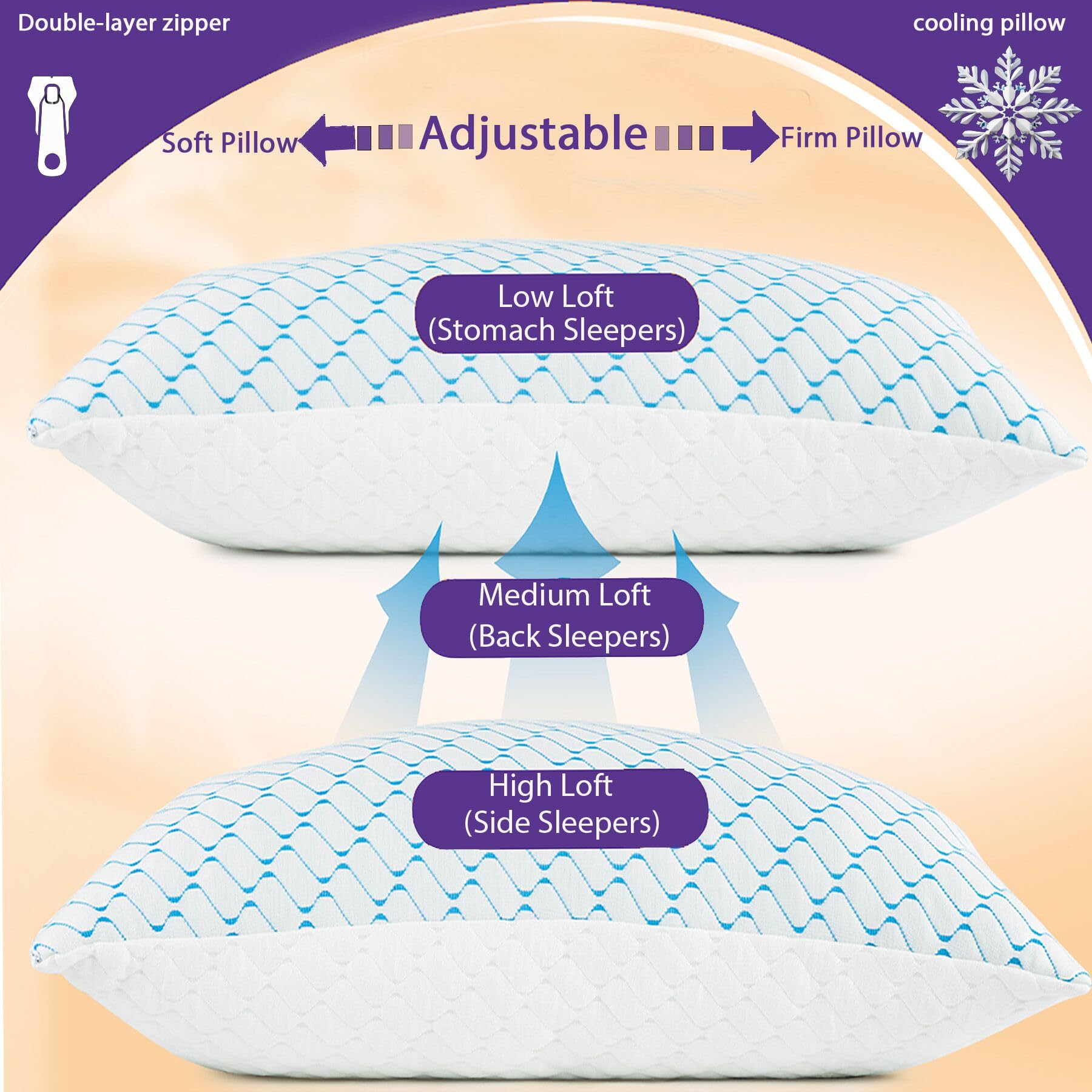 VAINOC two pillows in set with product tag illustrating included pair