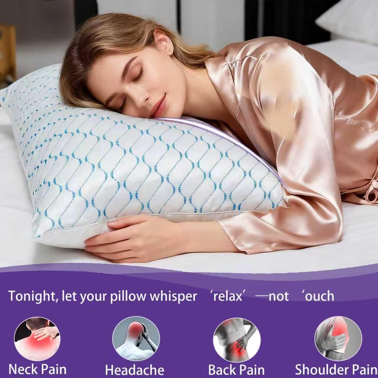 VAINOC pillow loft comparison with hand for quick scale and customizable height benefit