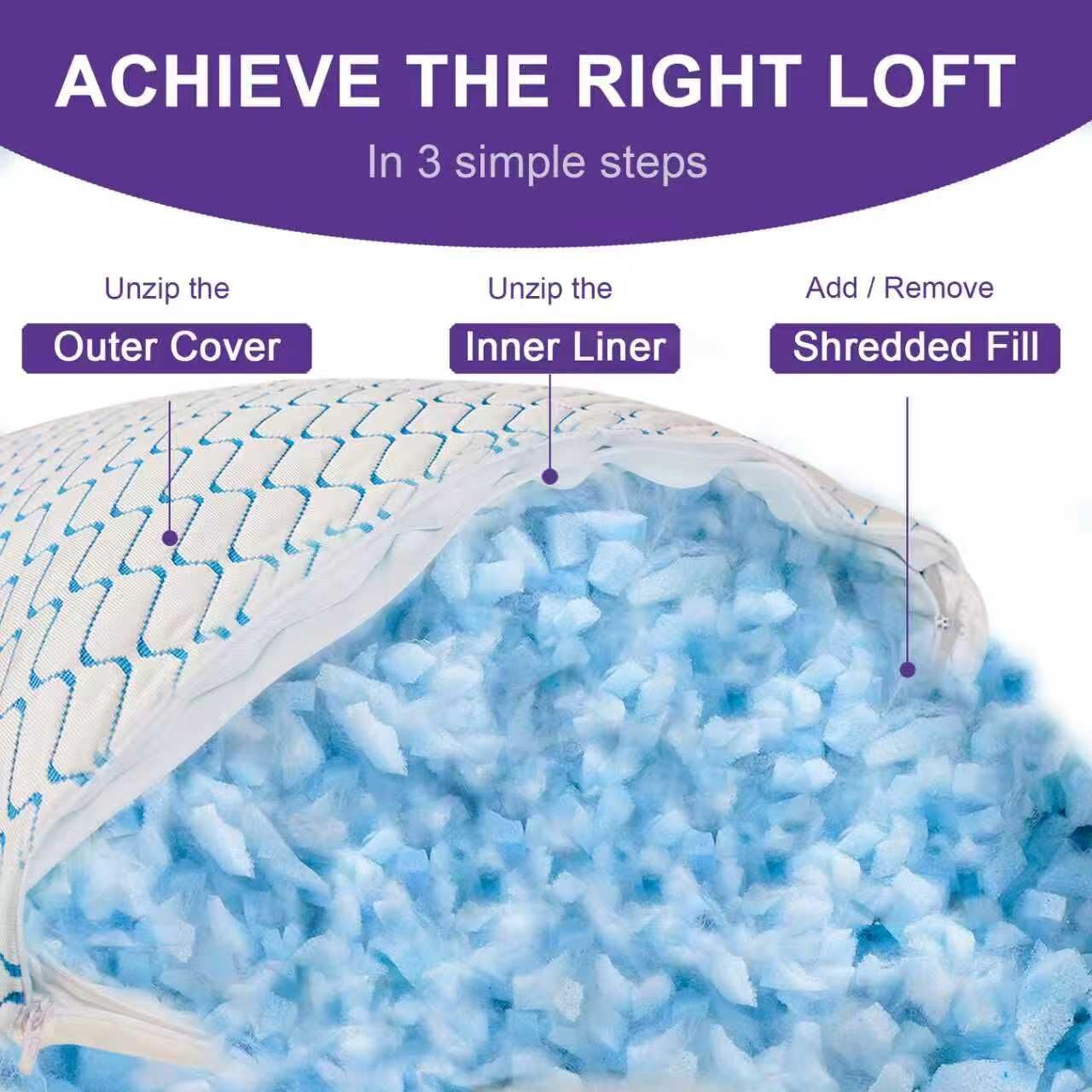 VAINOC zipper open to show adjustable filling for personalized loft
