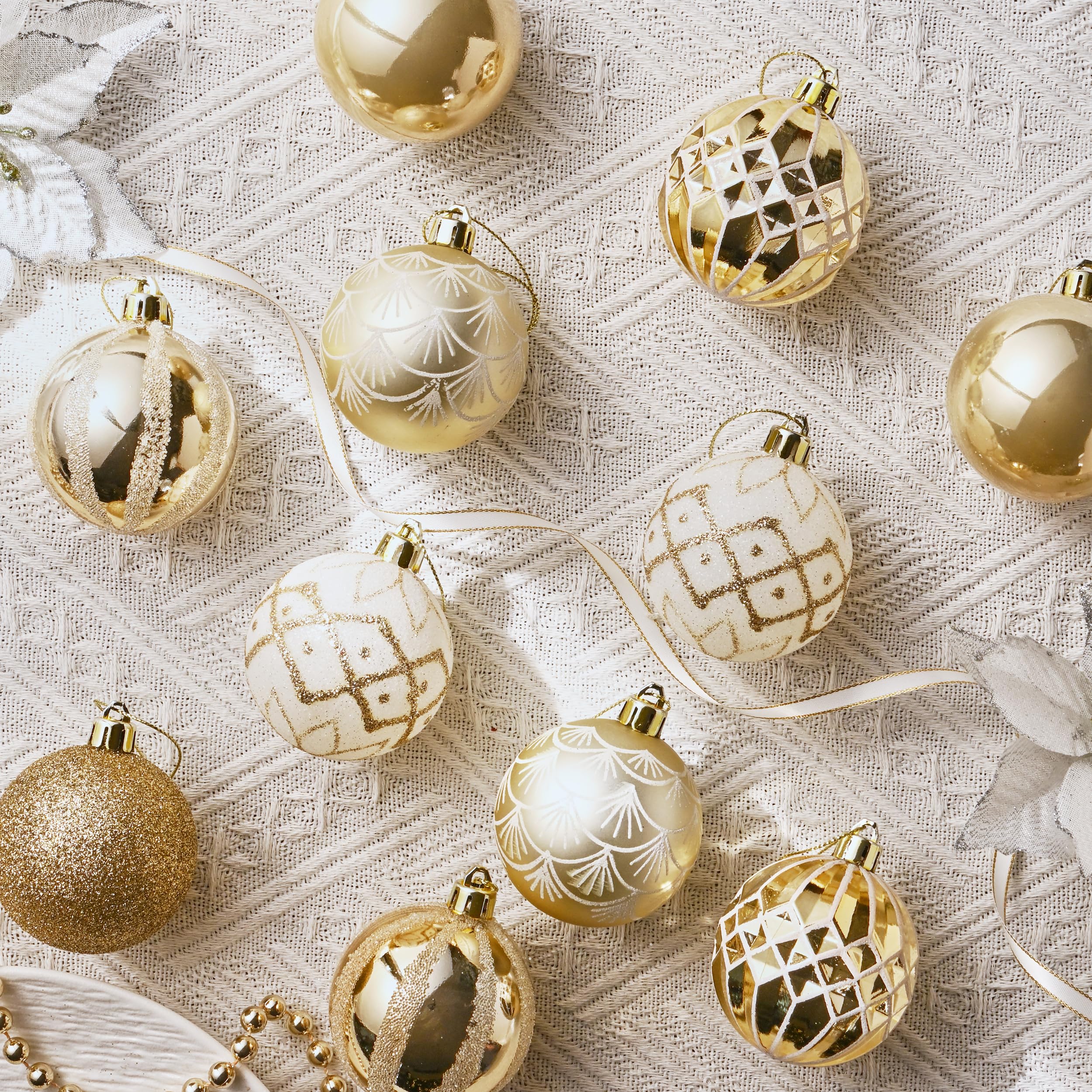 Valery Madelyn table centerpiece with ornaments adding elegant seasonal shine
