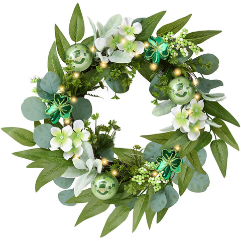 Valery Madelyn front door wreath hung on door showing welcoming spring decor