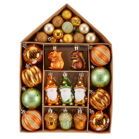 Valery Madelyn front view of 40ct fall ornament set showing warm colors and variety