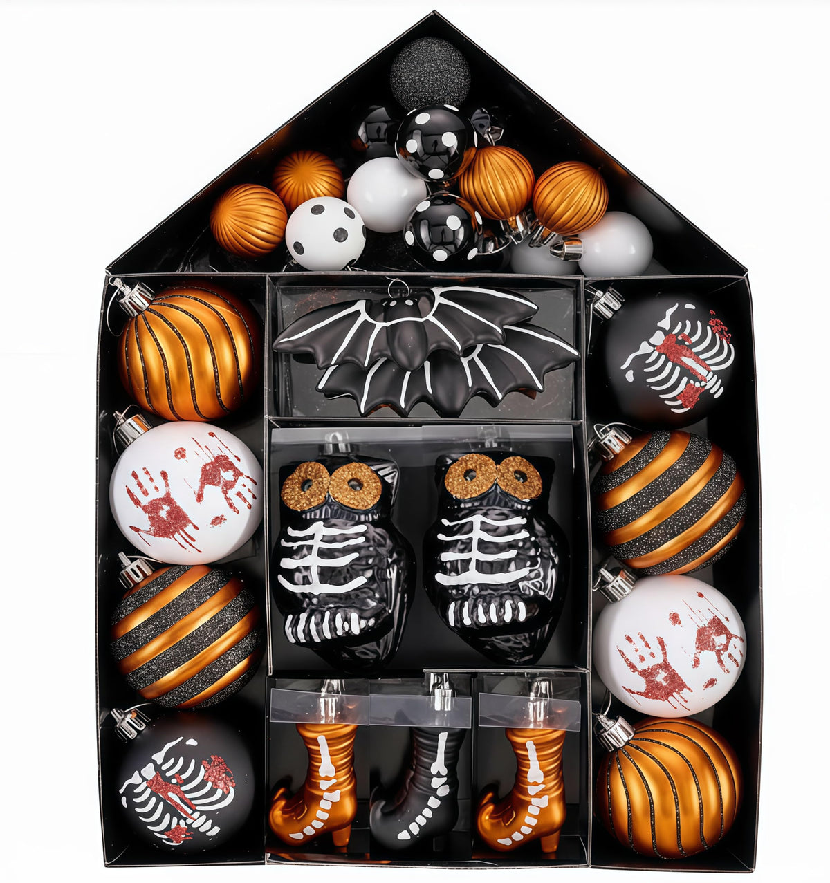 Valery Madelyn front packaging showing 40-piece Halloween set and quick setup benefit