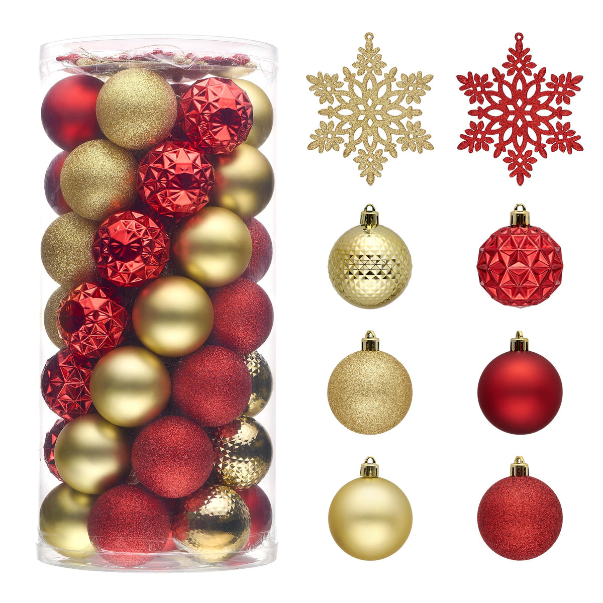 Valery Madelyn front packaging showing red and gold ornaments and set count