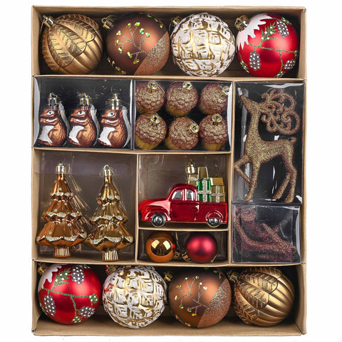 Valery Madelyn front packaging showing 60-piece rustic ornament set, durable and decorative
