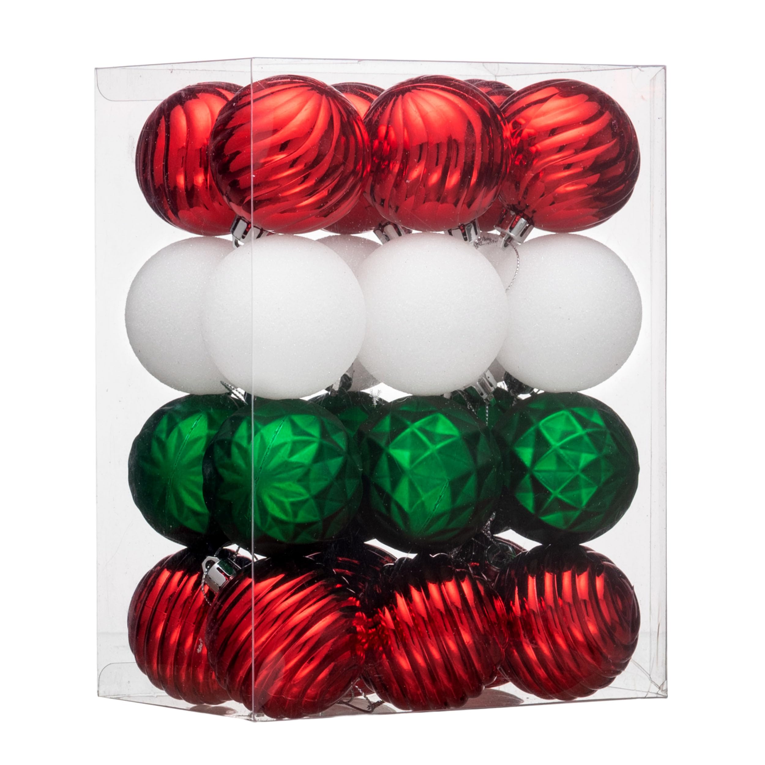 Valery Madelyn front packaging showing 24 colorful shatterproof ornaments for easy decorating
