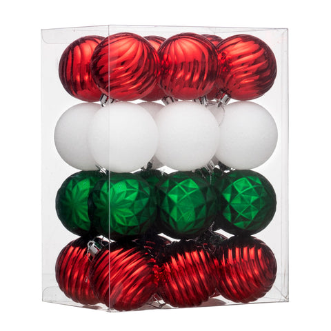 Valery Madelyn front packaging showing 24 colorful shatterproof ornaments for easy decorating