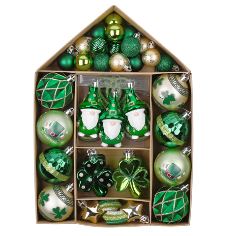 Valery Madelyn front packaging showing 40-piece green and gold ornament set for easy setup