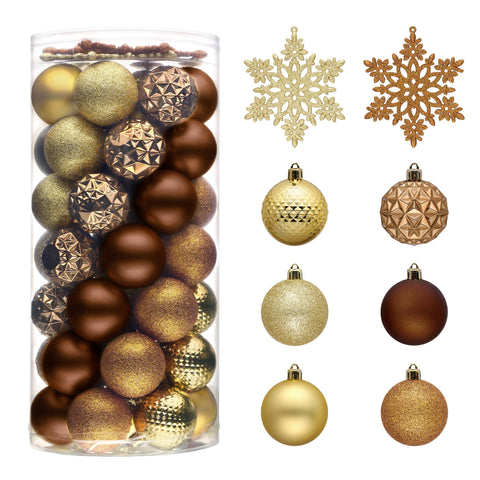 Valery Madelyn front packaging showing 50 mixed metallic ornaments and benefit of complete set