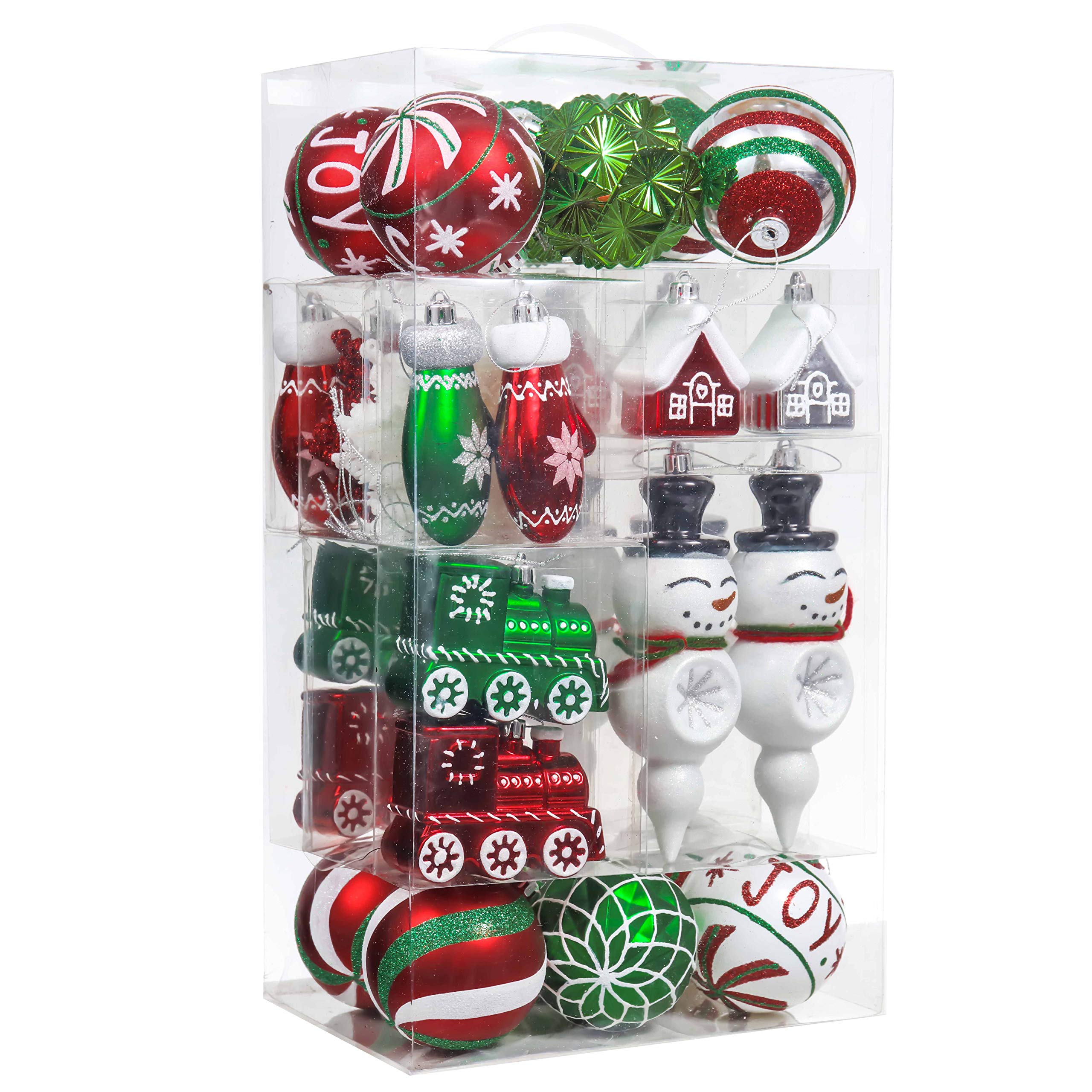 Valery Madelyn front packaging showing 100 shatterproof ornaments and vibrant colors