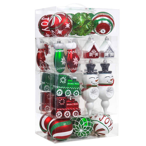 Valery Madelyn front packaging showing 100 shatterproof ornaments and vibrant colors