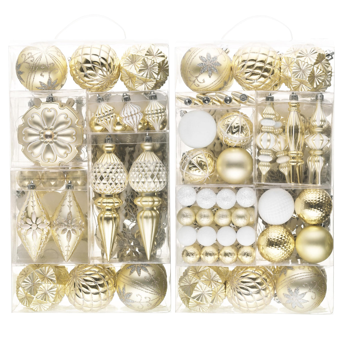 Valery Madelyn front packaging showing 155 white and gold ornaments and benefits