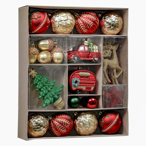 Valery Madelyn front packaging showing 60-piece ornament set, ready to decorate quickly
