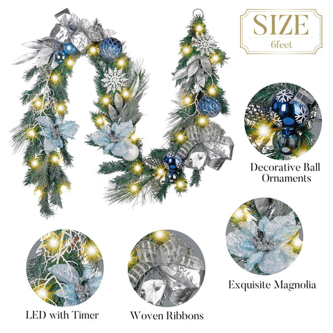 Valery Madelyn garland styled over an entryway for festive curb appeal